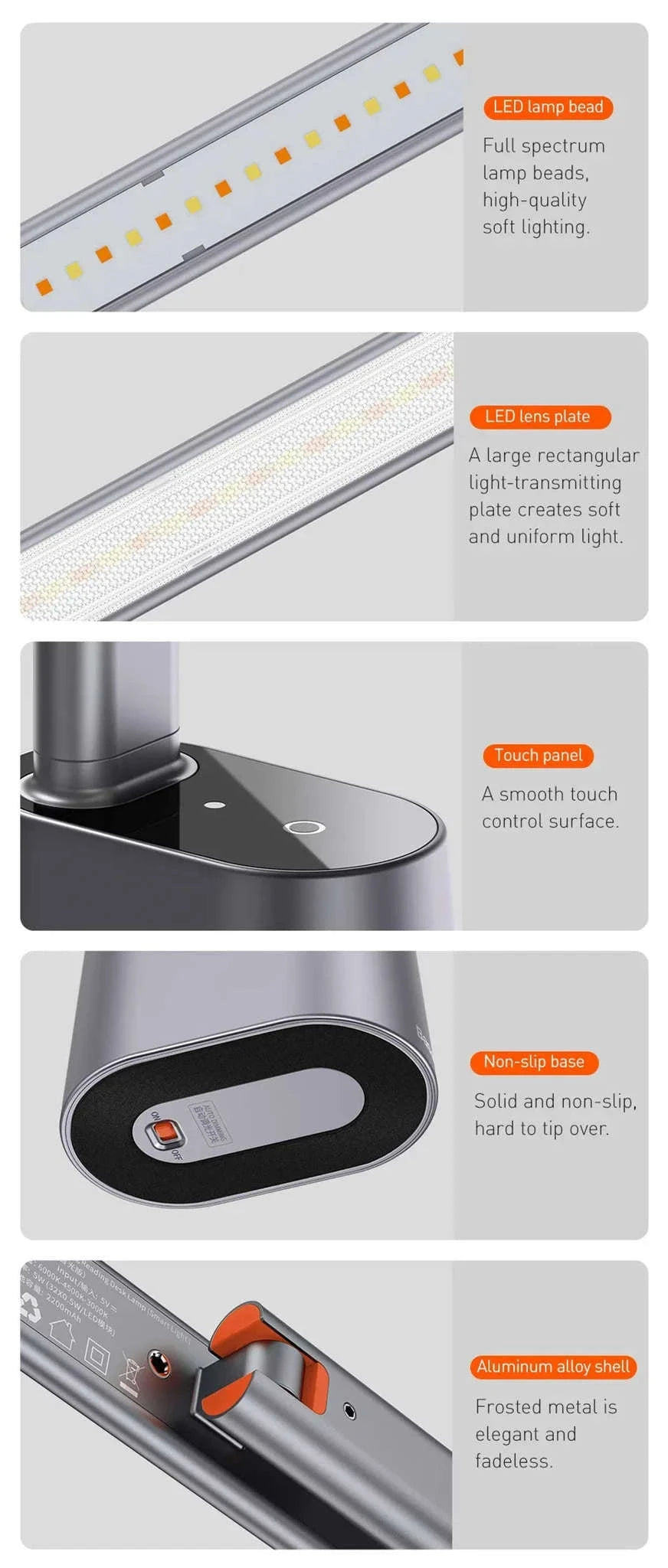 Baseus LED Desk Lamp with Smart Eye Protection-White No Adapt / WHITE / L|0-5W