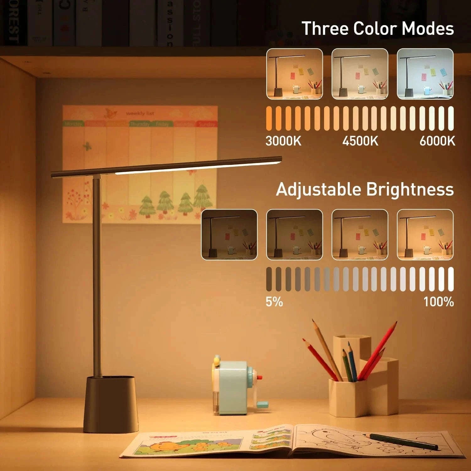 Baseus LED Desk Lamp with Smart Eye Protection-White No Adapt / WHITE / L|0-5W