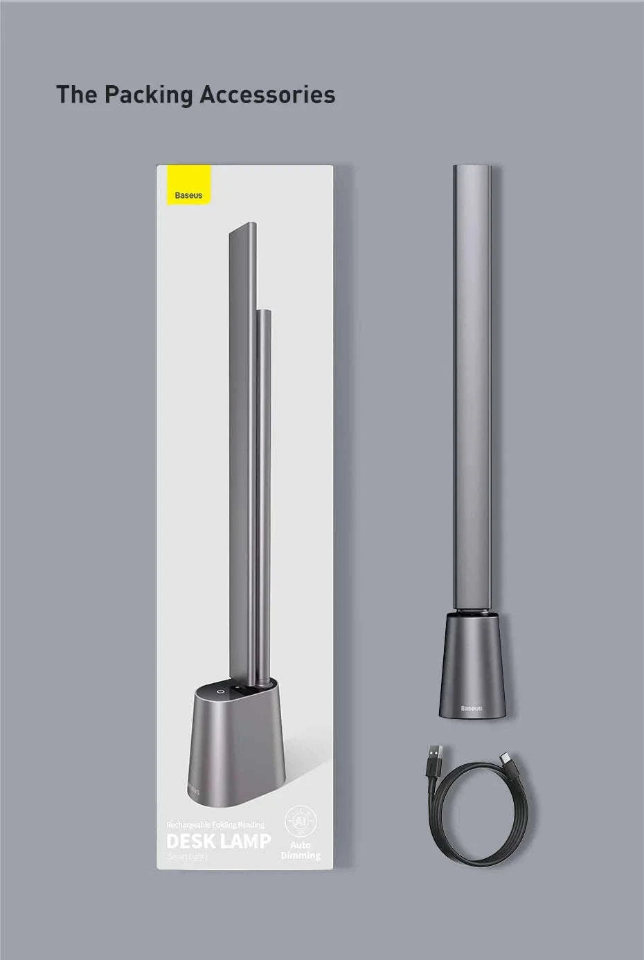 Baseus LED Desk Lamp with Smart Eye Protection-White No Adapt / WHITE / L|0-5W