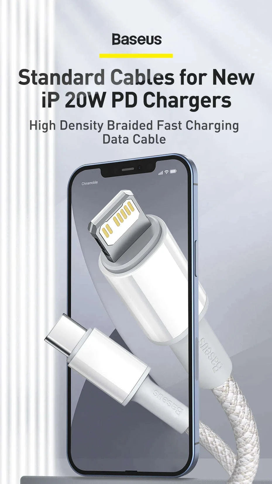 Baseus PD 20W USB‑C Cable for iPhone Fast Charging-Black / 1m