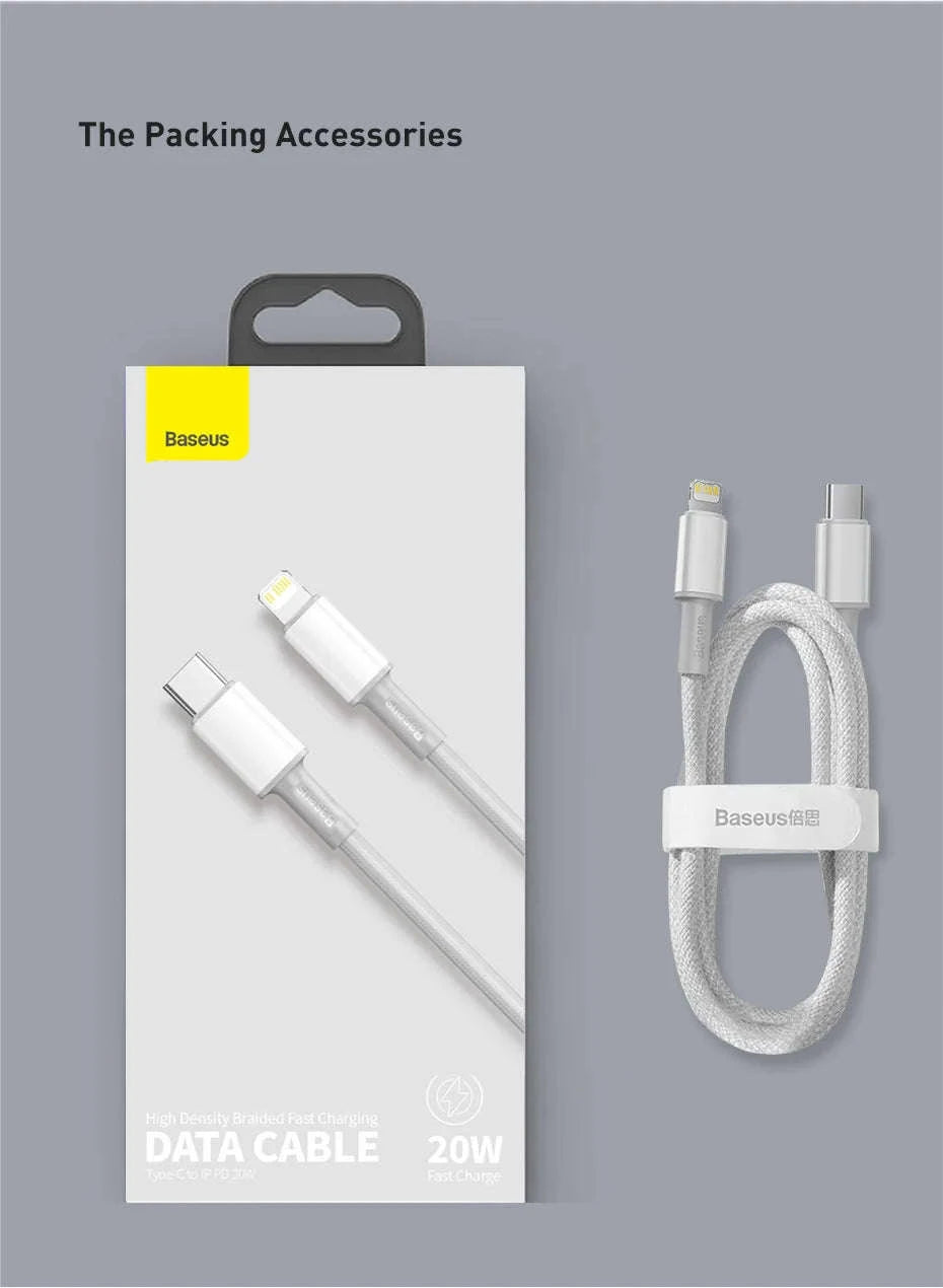 Baseus PD 20W USB‑C Cable for iPhone Fast Charging-Black / 1m