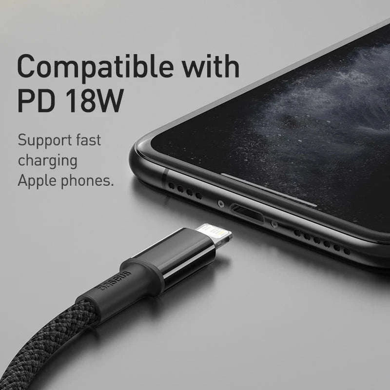 Baseus PD 20W USB‑C Cable for iPhone Fast Charging-Black / 1m