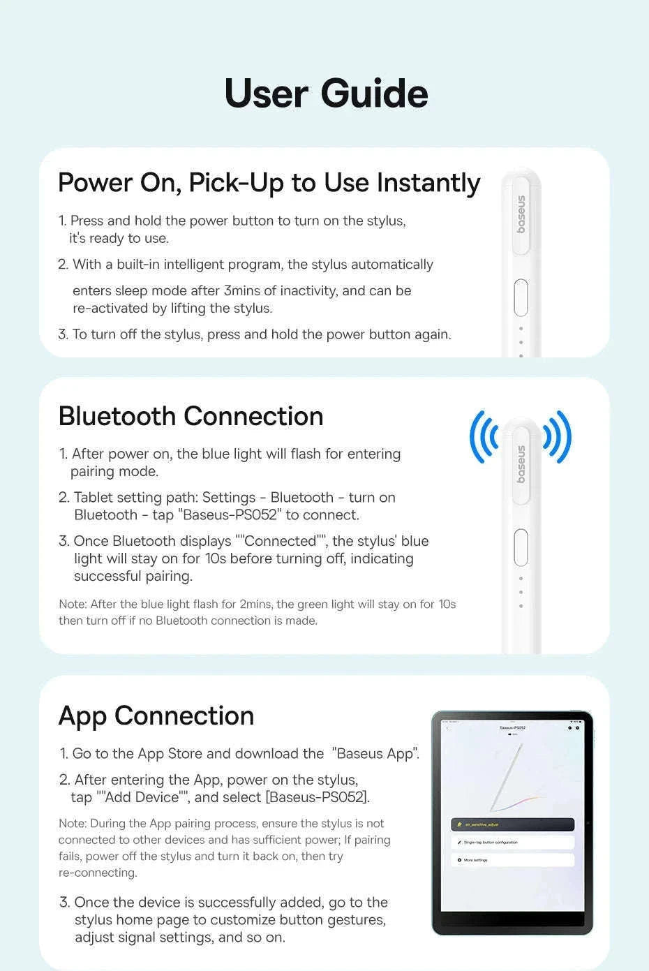Baseus Tilt Sensitivity Stylus Pen for iPad with Wired Charging-White