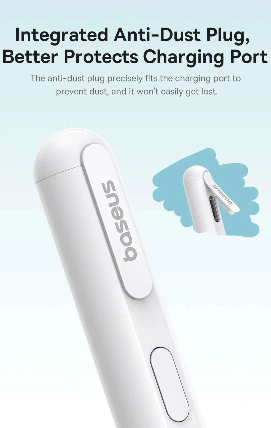 Baseus Tilt Sensitivity Stylus Pen for iPad with Wired Charging-White