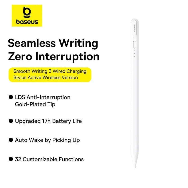 Baseus Tilt Sensitivity Stylus Pen for iPad with Wired Charging-White
