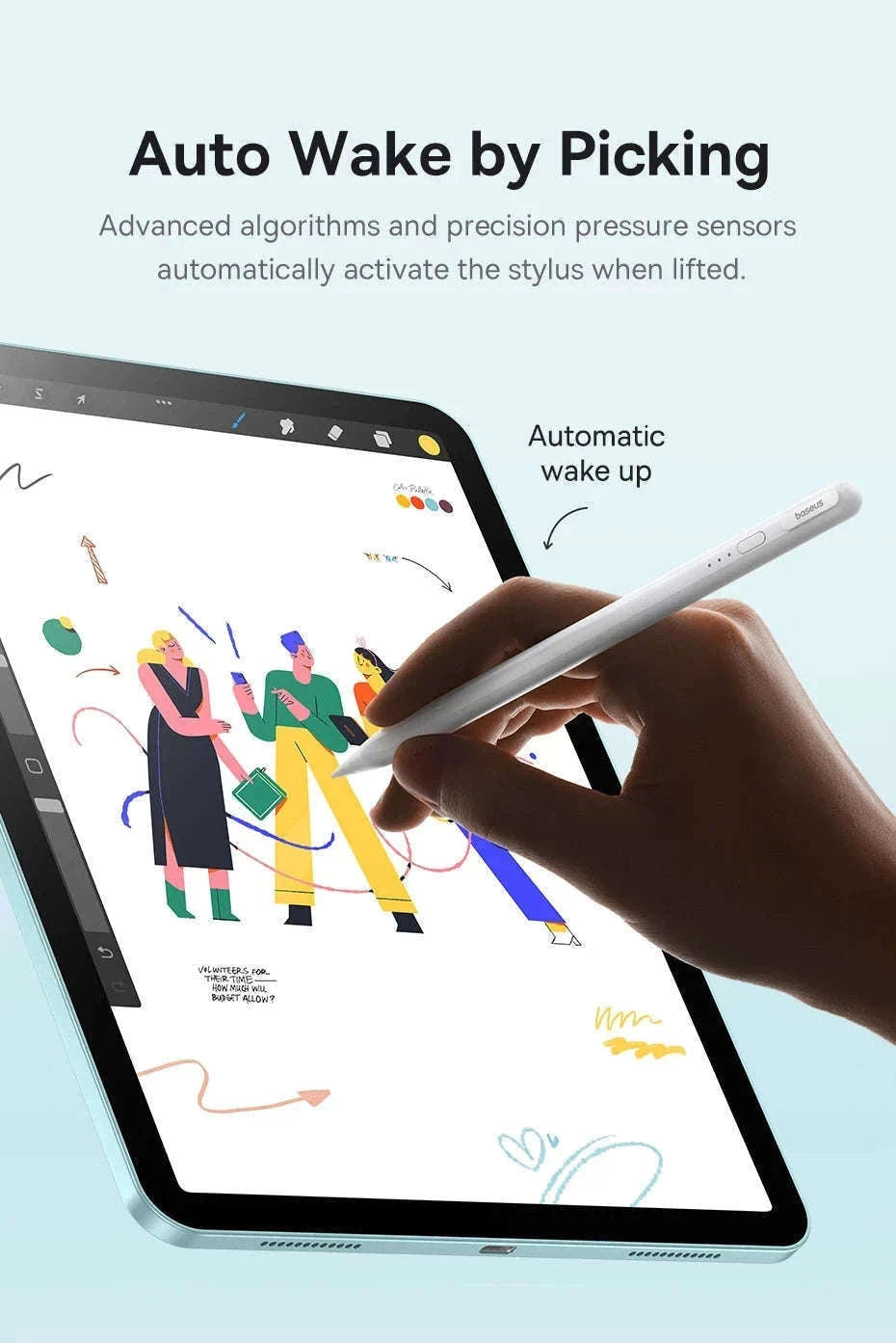 Baseus Tilt Sensitivity Stylus Pen for iPad with Wired Charging-White