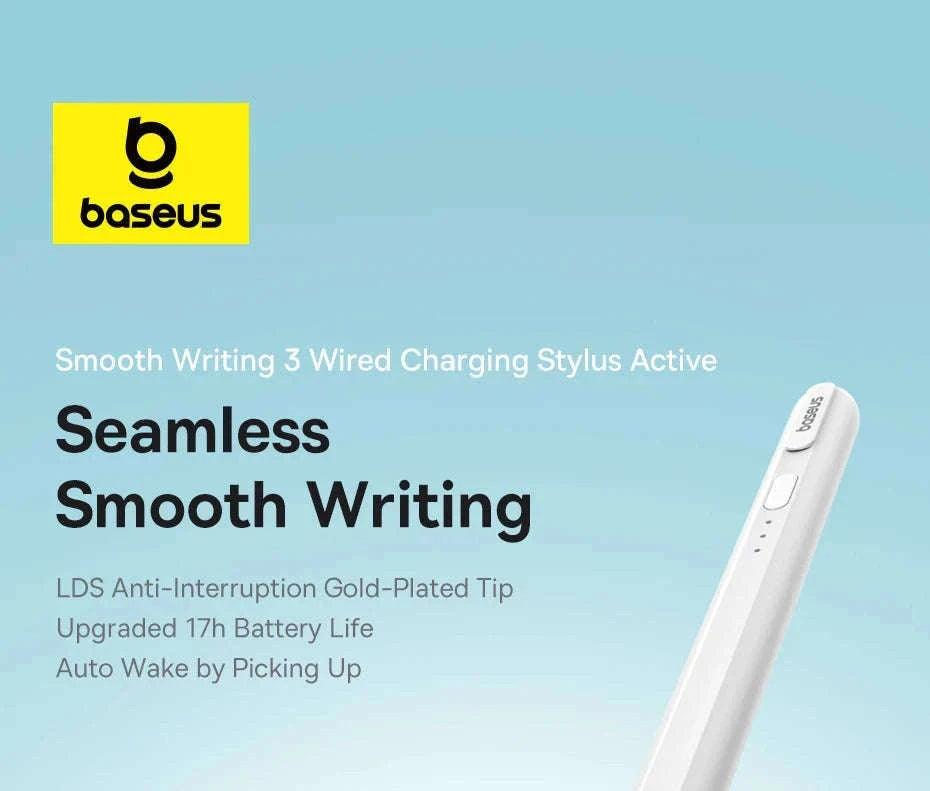 Baseus Tilt Sensitivity Stylus Pen for iPad with Wired Charging-White