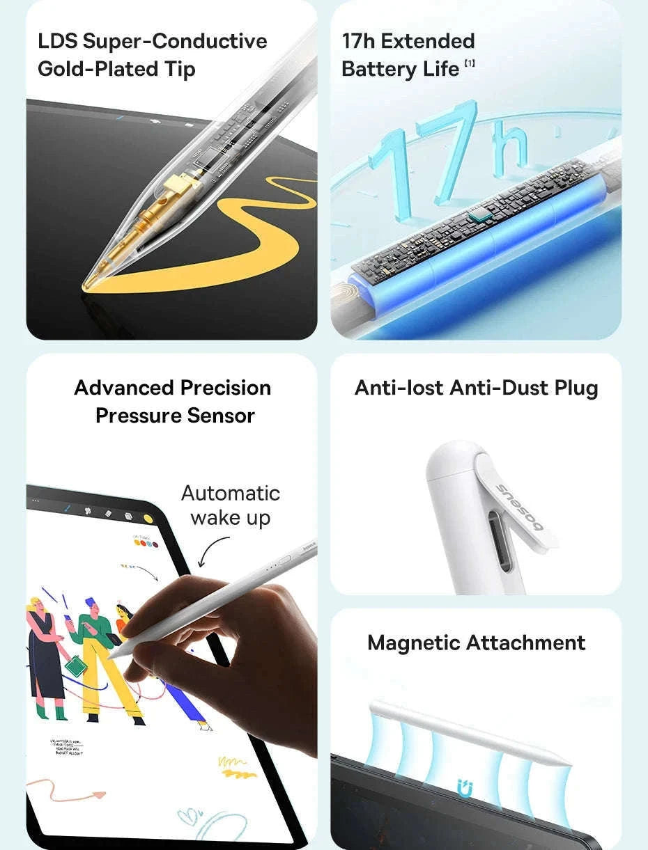 Baseus Tilt Sensitivity Stylus Pen for iPad with Wired Charging-White