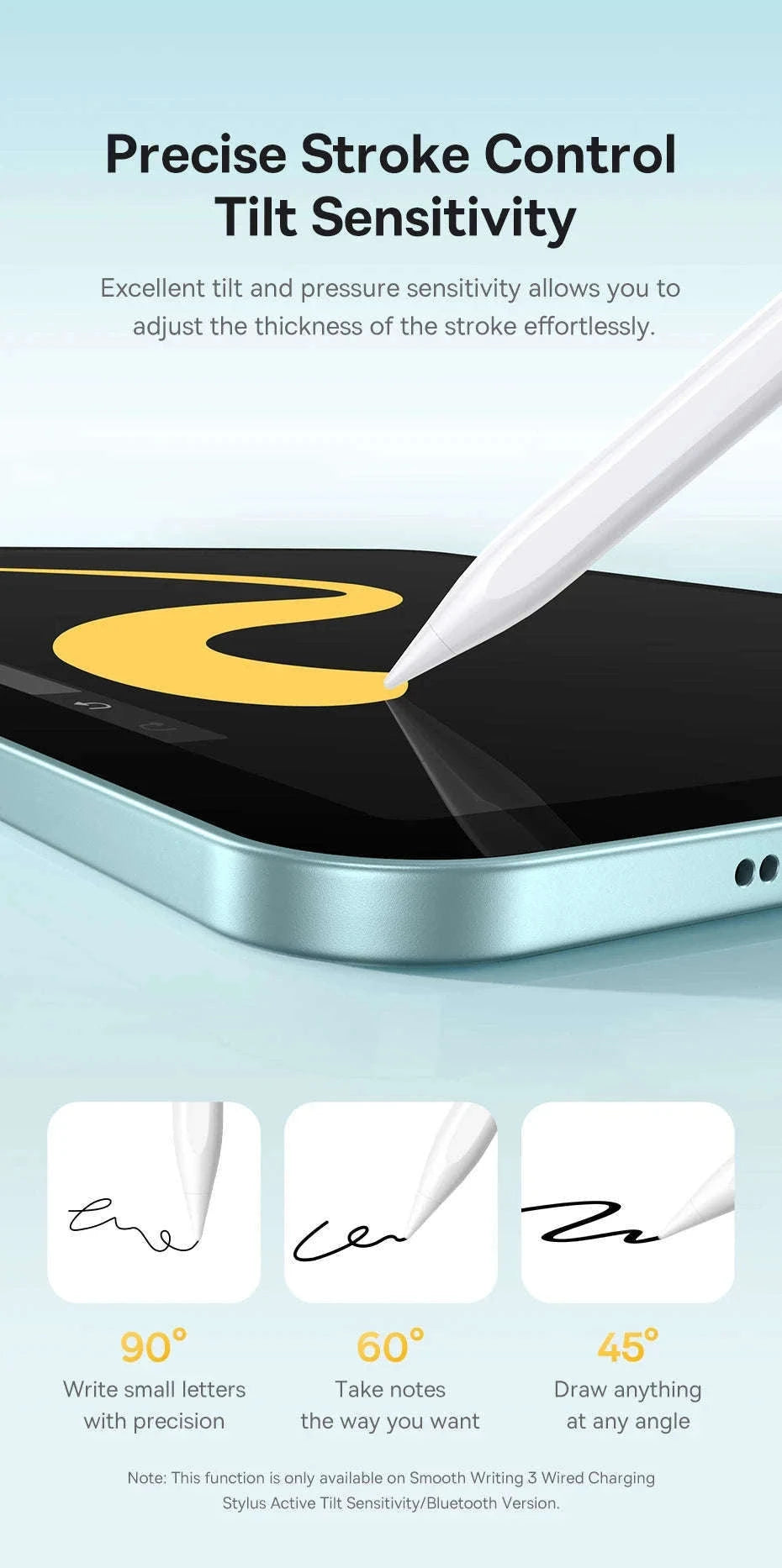 Baseus Tilt Sensitivity Stylus Pen for iPad with Wired Charging-White