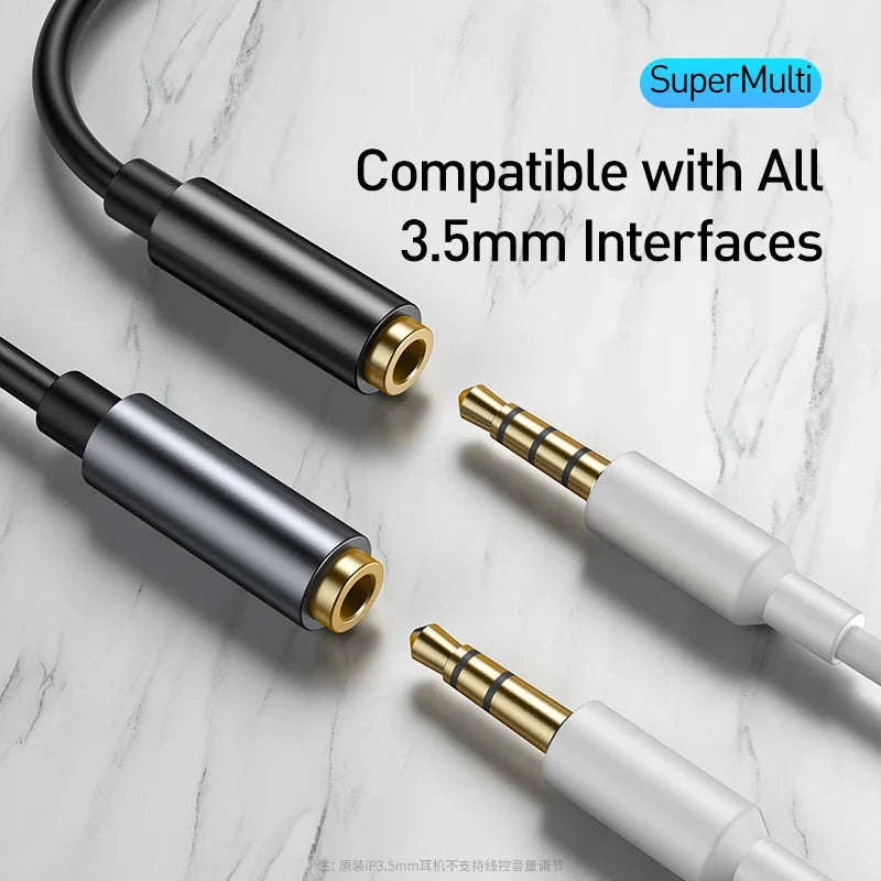Baseus Type C to 3.5mm Earphone Jack Adapter-Dark Gray