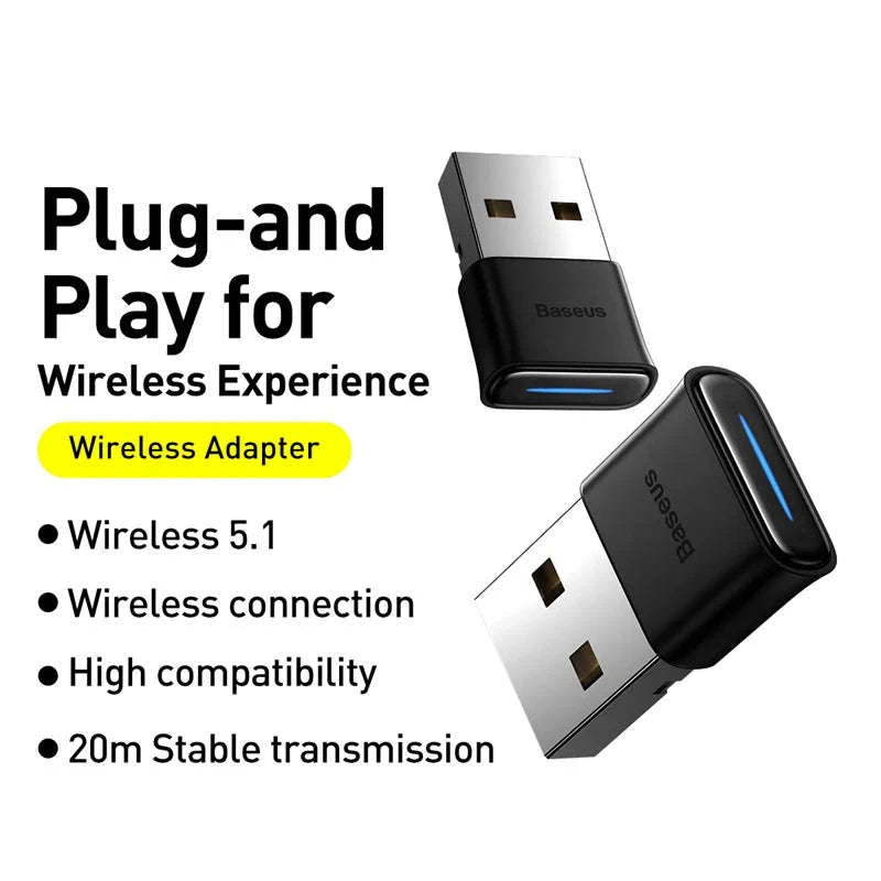 Baseus USB Bluetooth Adapter 5.1/5.3 Wireless Receiver for PCs-Black