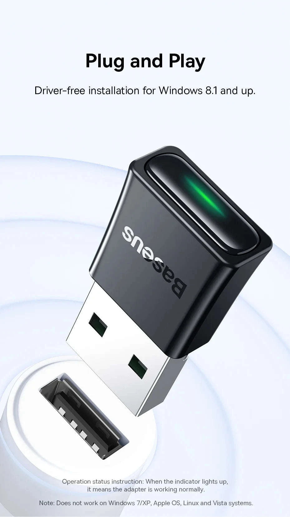 Baseus USB Bluetooth Adapter 5.3 Wireless Dongle-Black