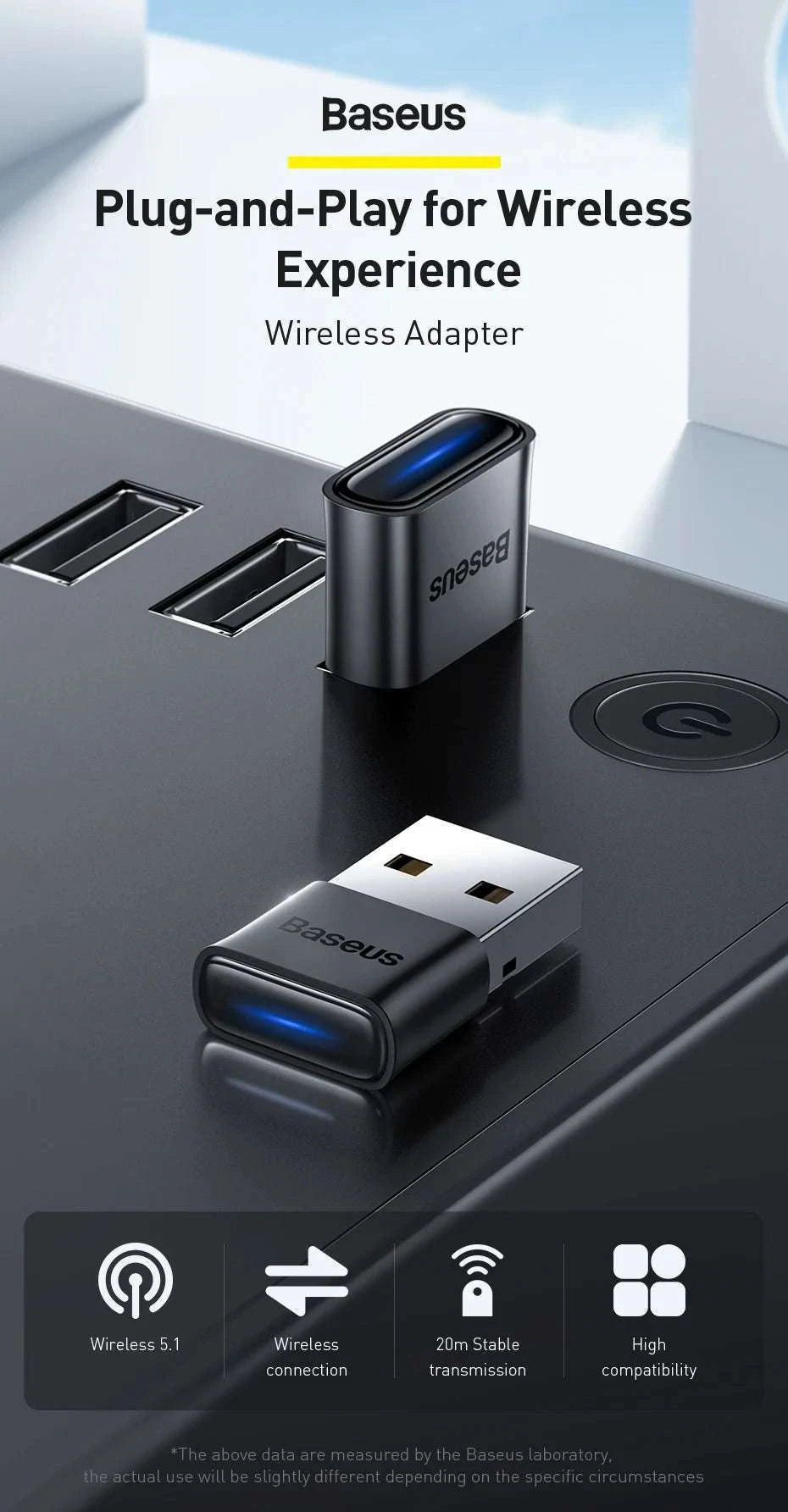 Baseus USB Bluetooth Adapter for PCs and Laptops-Black
