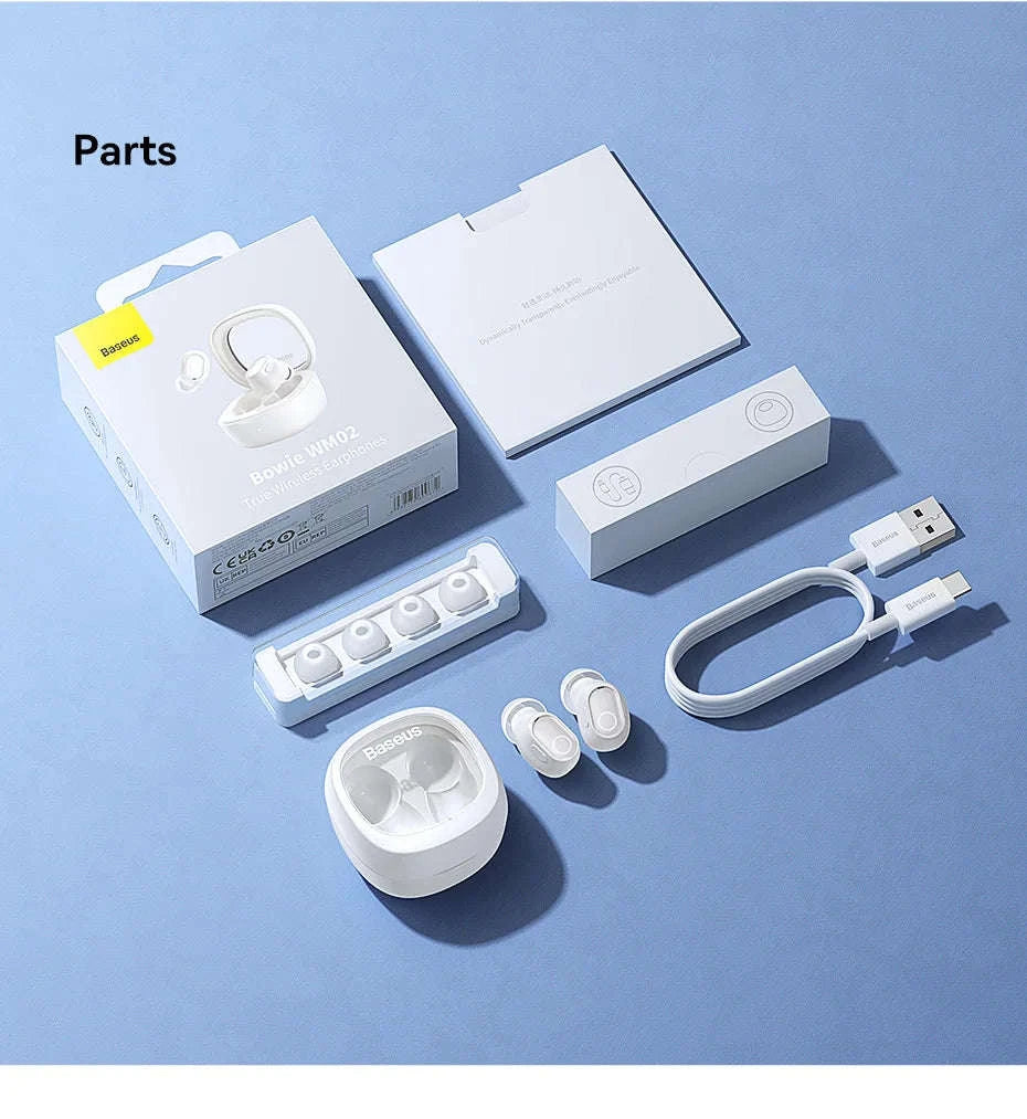 Baseus WM02 TWS Wireless Earbuds with Bluetooth 5.3-White