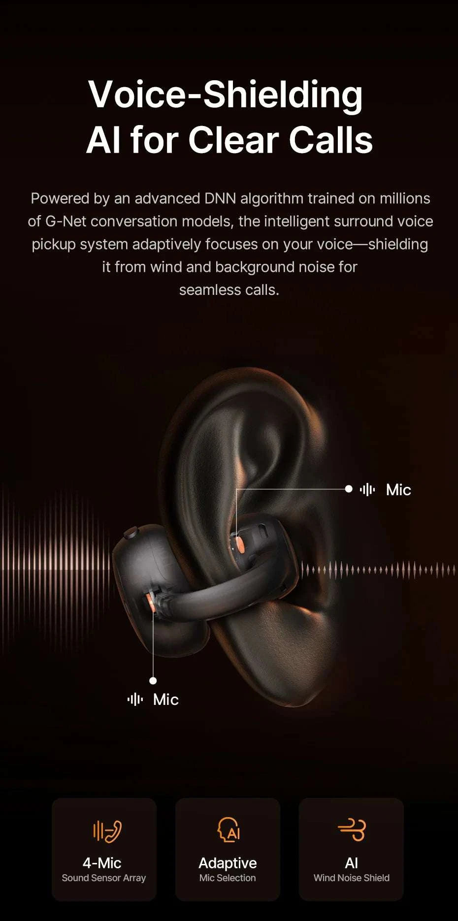 Baseus XC1 Open-Ear Clip Wireless Earbuds Bluetooth 6.1-White