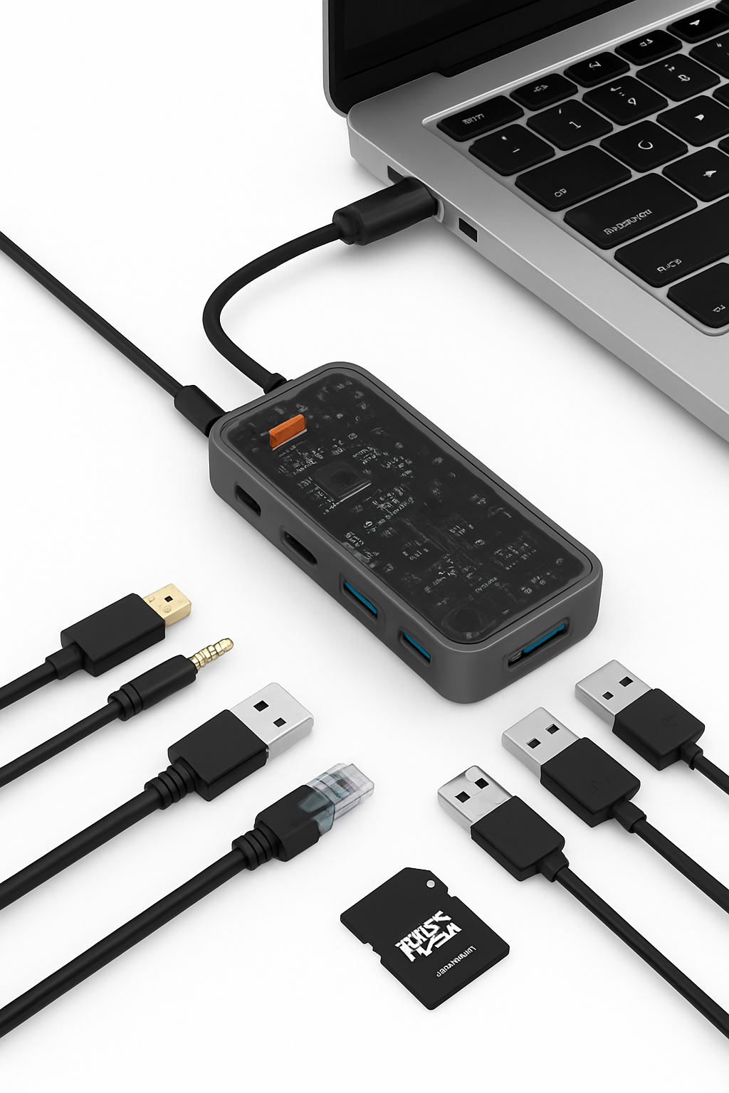 USB-C-Hub-Adapter mit 4K HDMI, DP, VGA, Ethernet