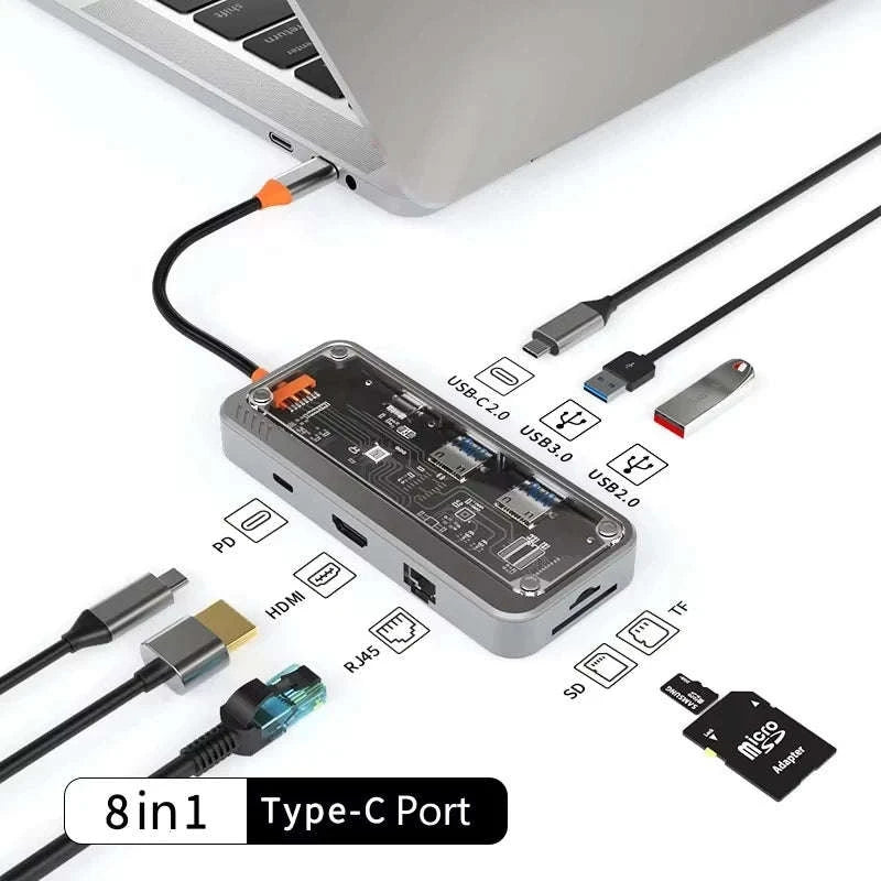 Basix USB C Hub 4K Adapter with HDMI, DP, VGA, Ethernet & USB Ports-10 in 1 updated