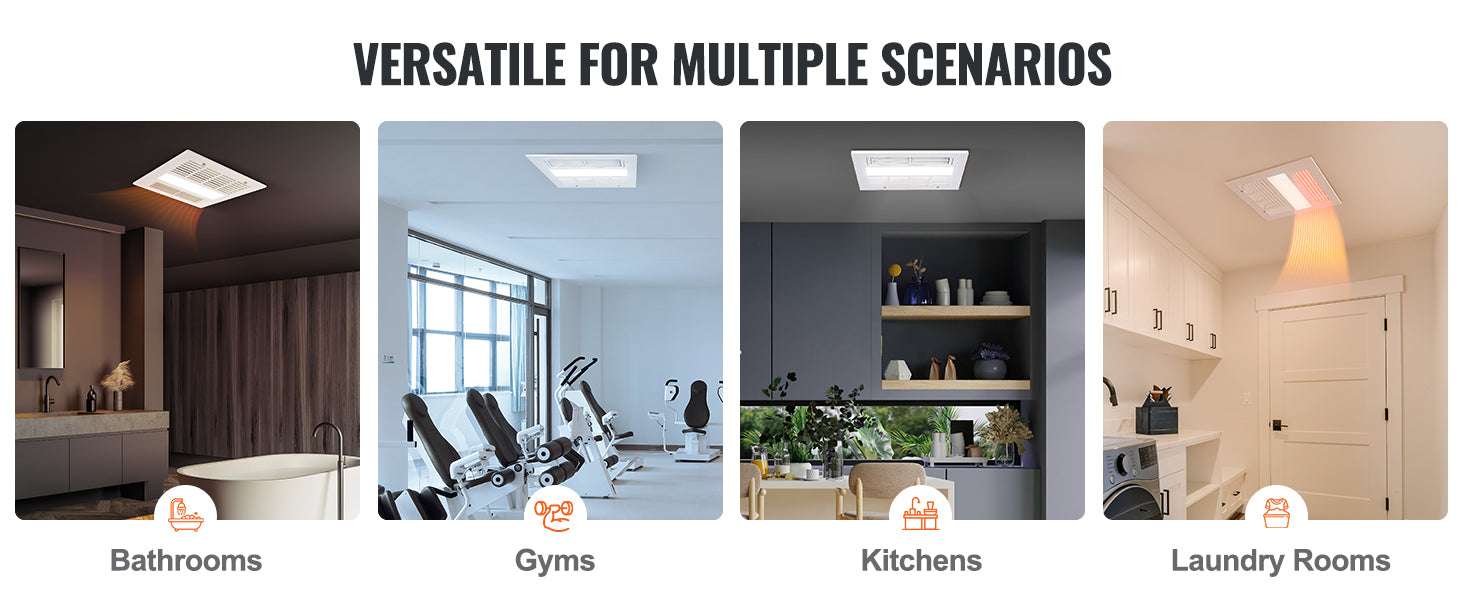 Bathroom Exhaust Fan with LED Light 80/110 CFM Quiet Heating-110CFM TypeC / United States