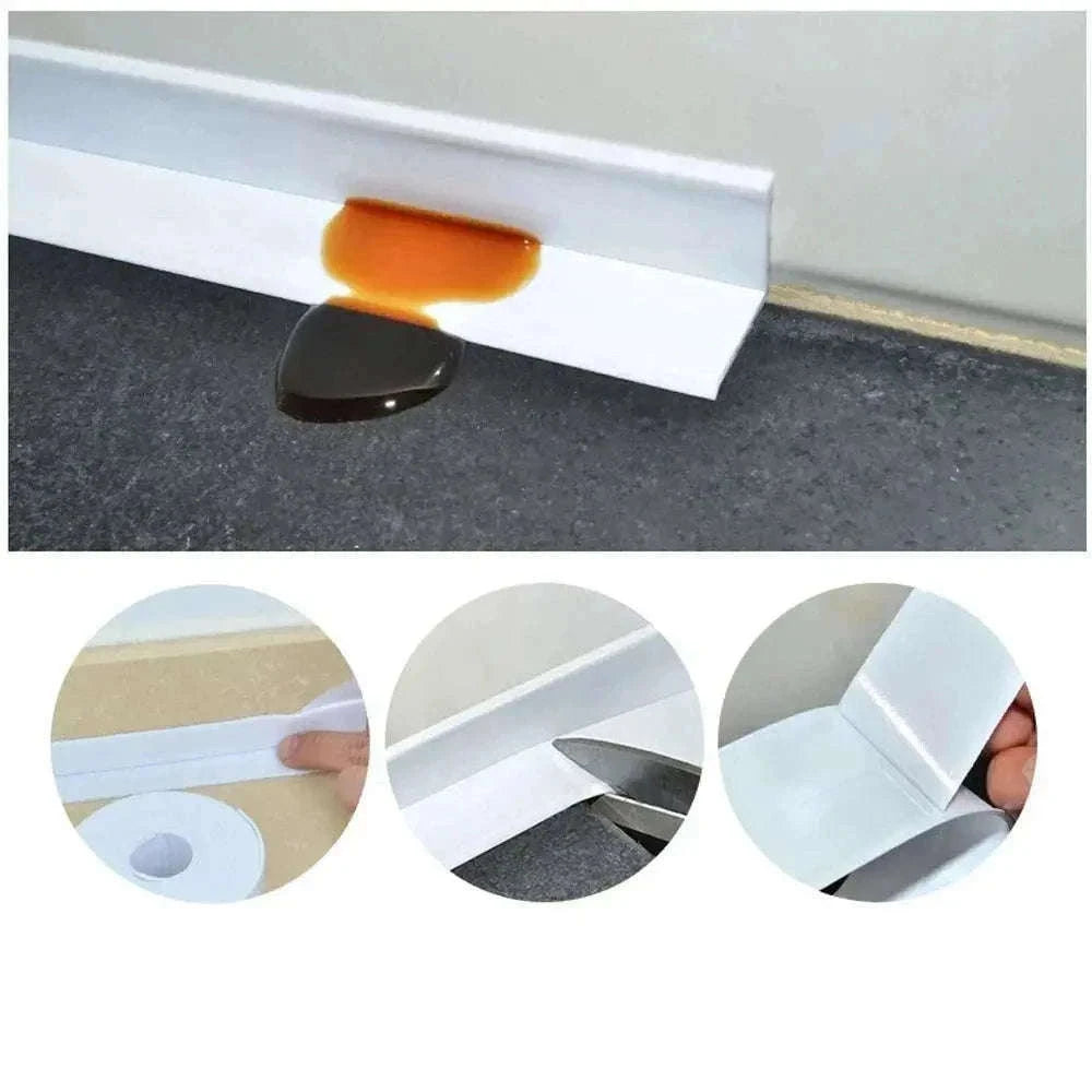 Bathroom Waterproof Sealing Tape PVC Adhesive Strip-white 3MX2CM
