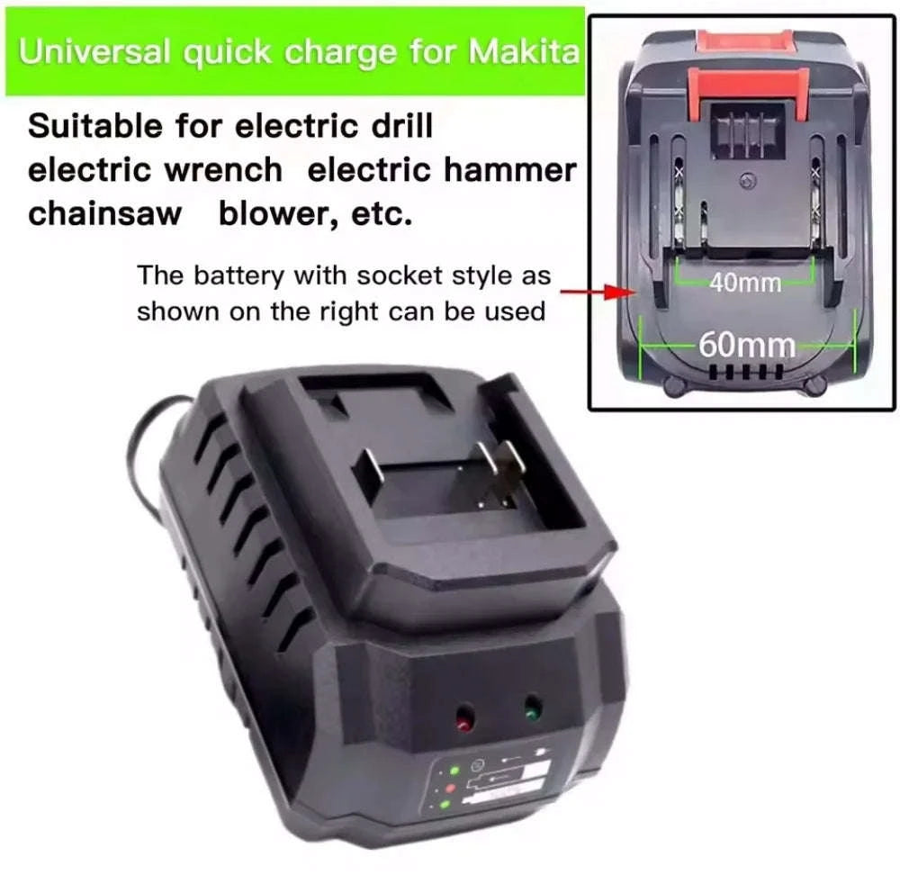 Battery Charger Replacement for Makita 18V–21V Li‑ion Batteries-black / EU