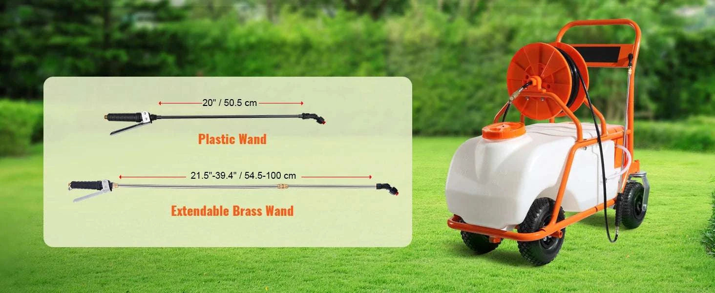 Battery Powered 15 Gallon Garden Sprayer Cart with 126FT Hose-15gal / United States