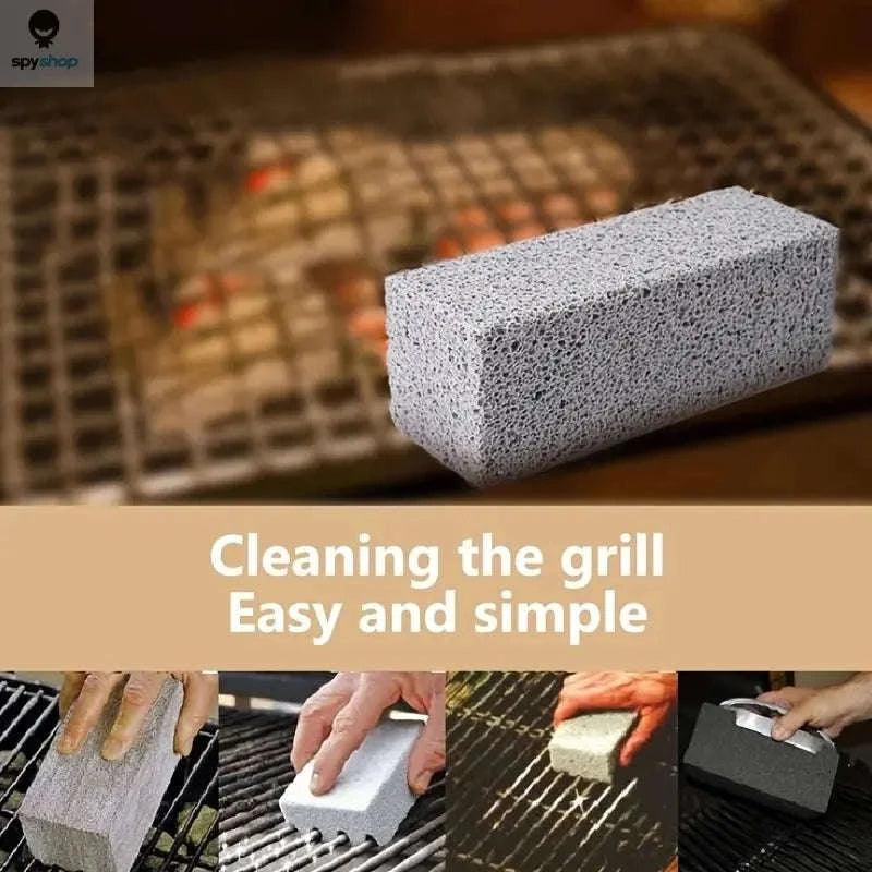BBQ Grill Cleaning Brush – Pumice Block Scrubber for Easy Grill Care-GRAY