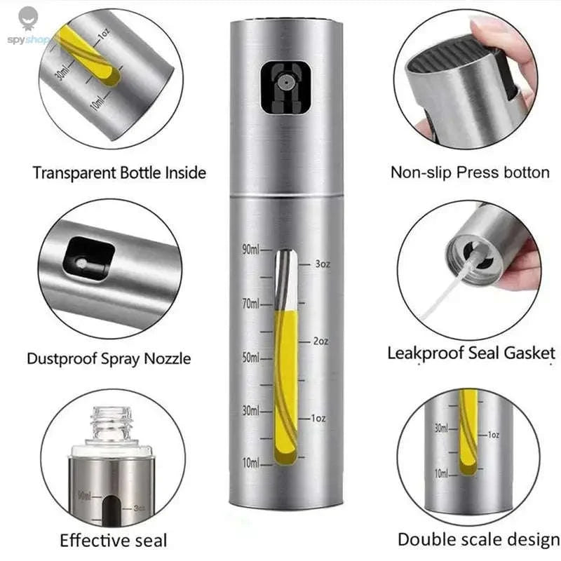 BBQ Olive Oil Spray Bottle - 304 Stainless Steel-PYP-01 Silver