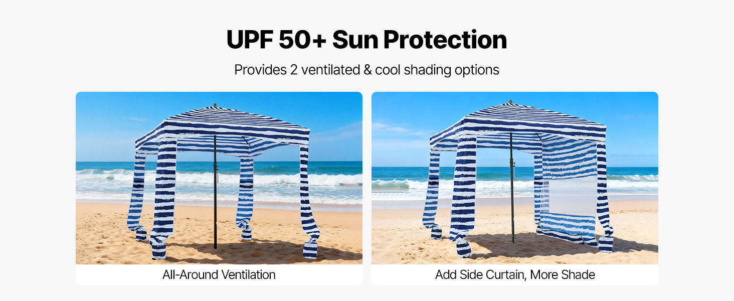 Beach Cabana Canopy with Side Wall and Sand Pockets-8ft x 8ft typeD / United States