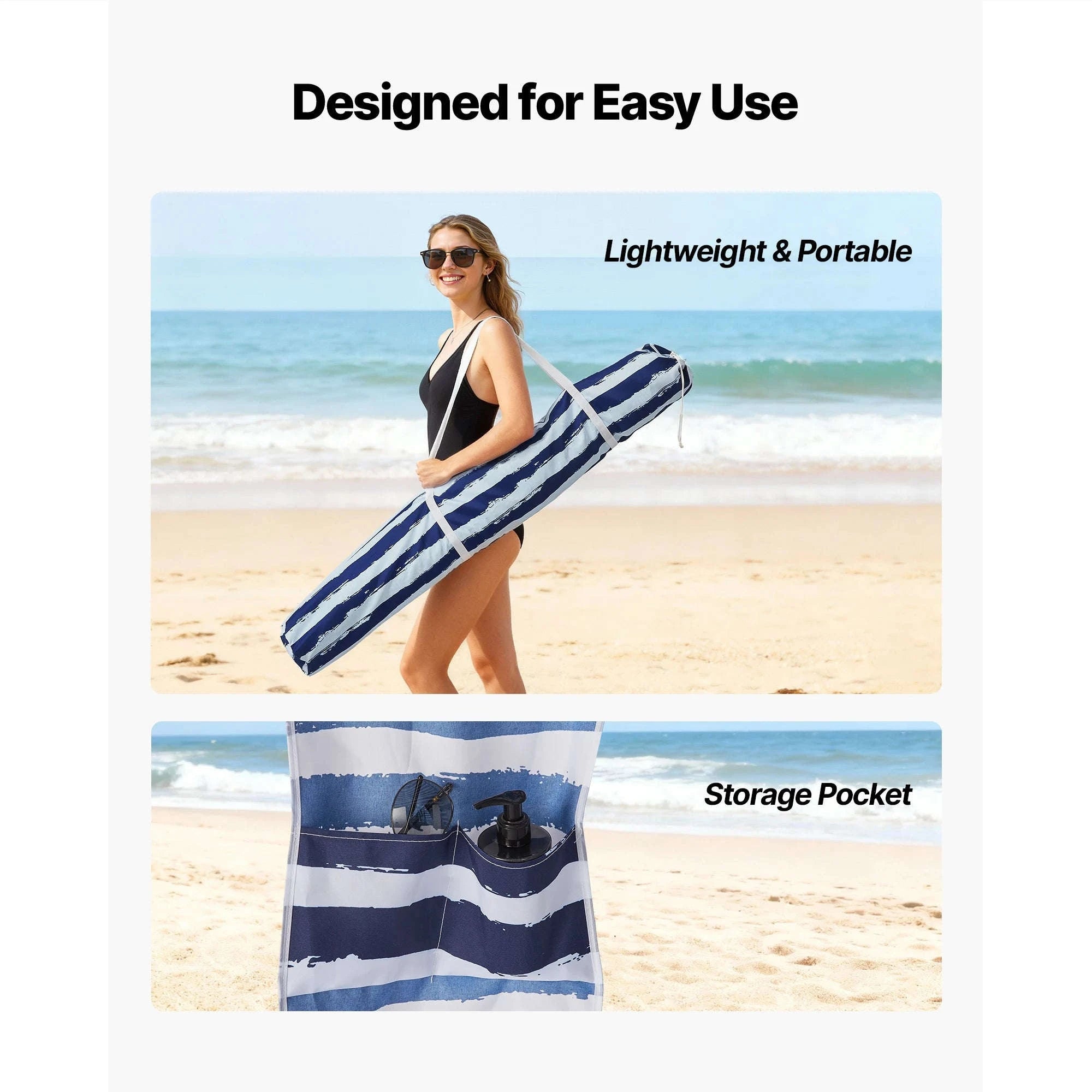 Beach Cabana Canopy with Side Wall and Sand Pockets-8ft x 8ft typeD / United States