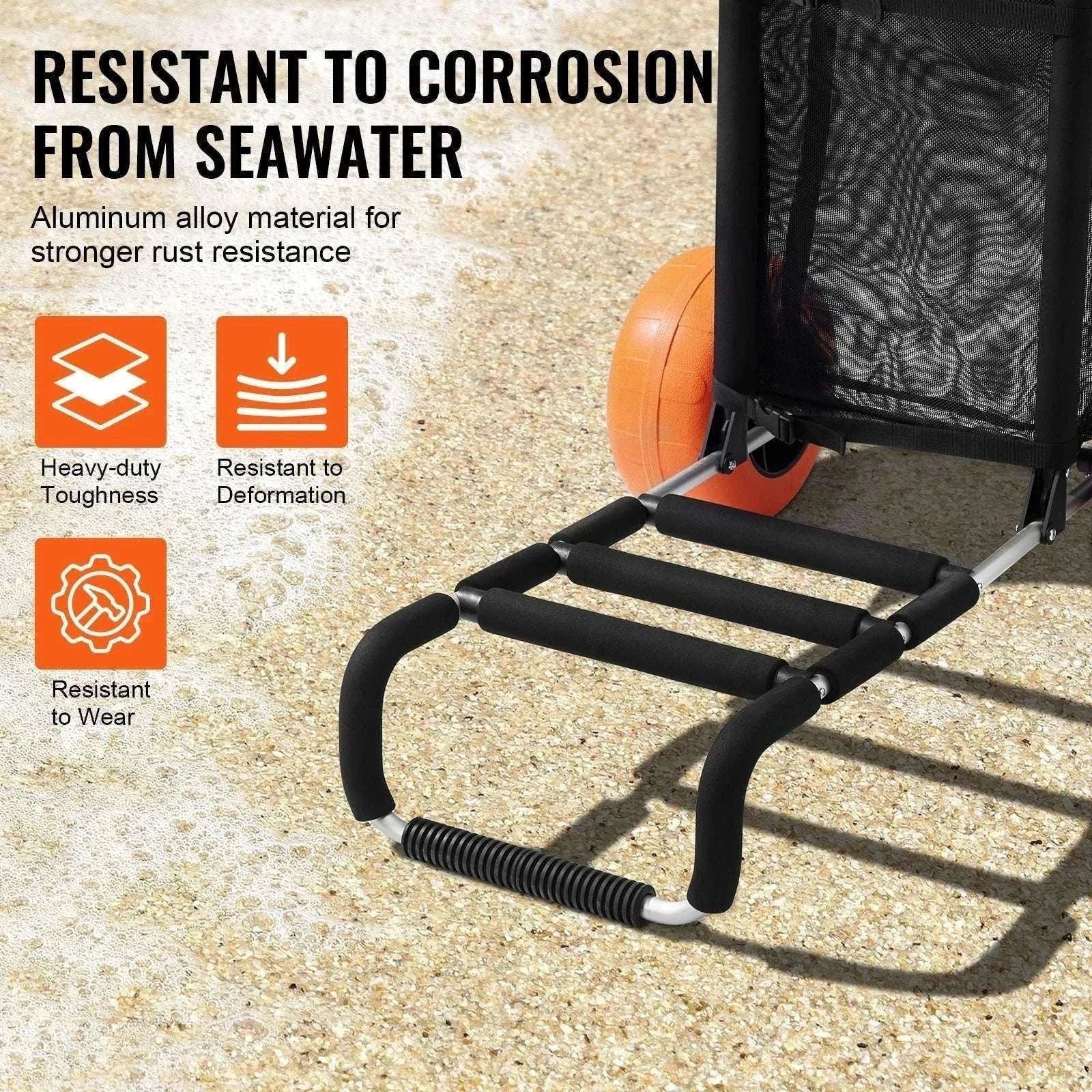 Beach Dolly Cart with Big Sand Wheels 165lb Folding Cargo Carrier-165LBS / CZECH REPUBLIC