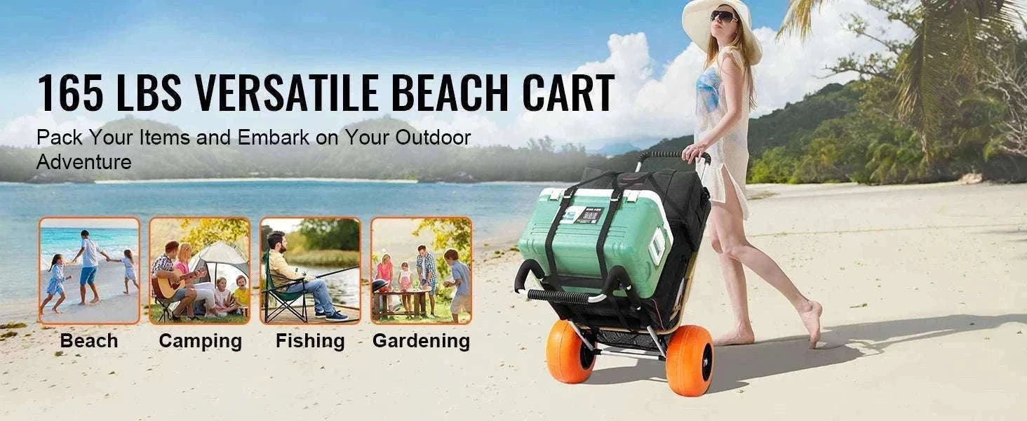 Beach Dolly Cart with Big Sand Wheels 165lb Folding Cargo Carrier-165LBS / CZECH REPUBLIC