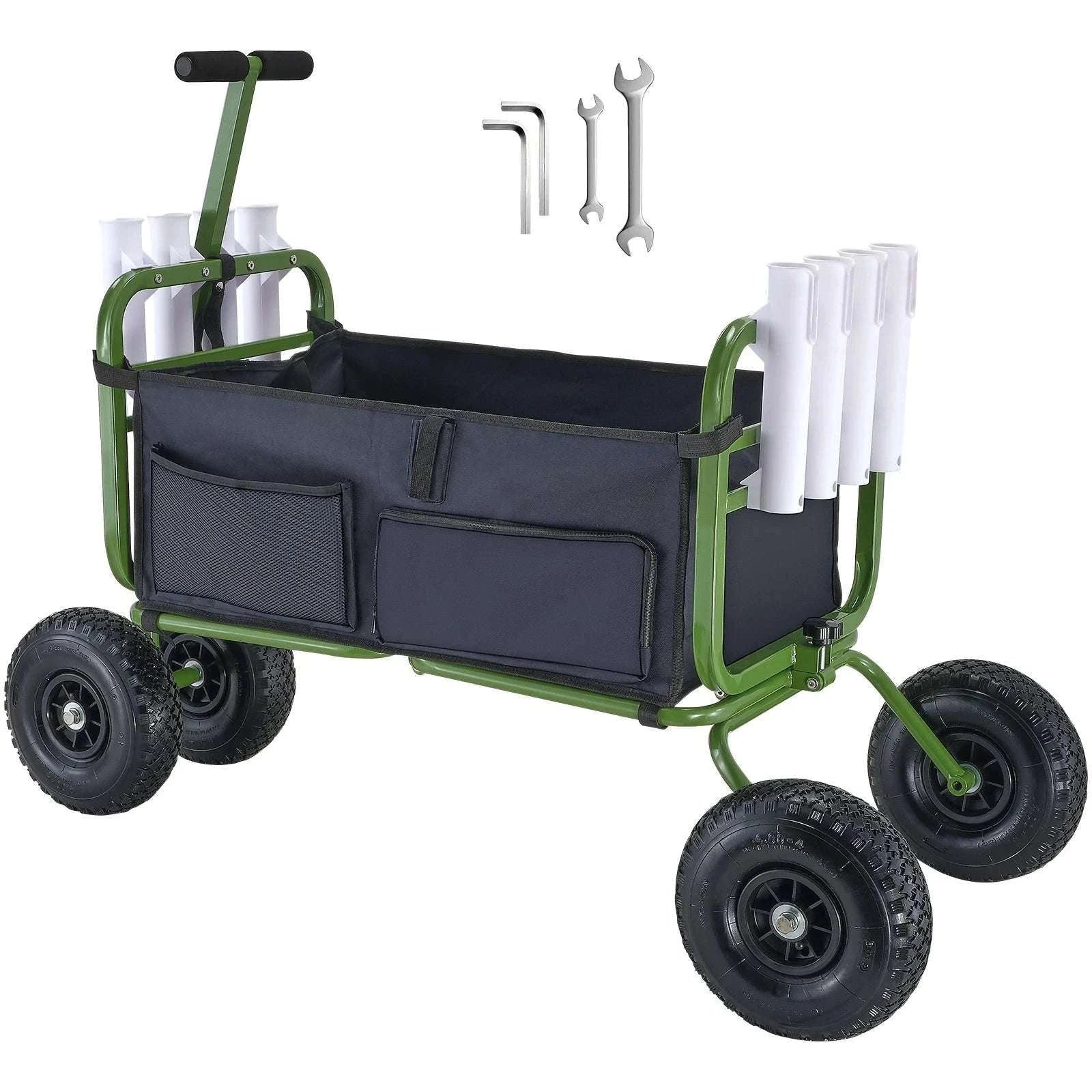 Beach Fishing Cart with 300lb Capacity, 11" Wheels & 8 Rod Holders-300 lbs / United States