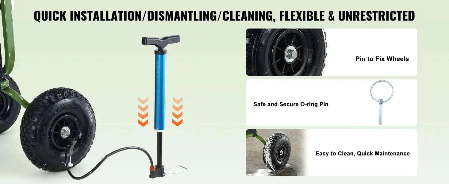Beach Fishing Cart with 300lb Capacity, 11" Wheels & 8 Rod Holders-300 lbs / United States