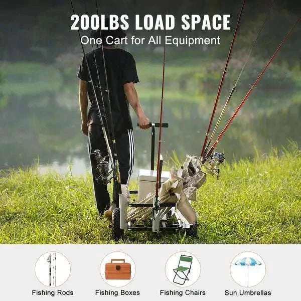 Beach Fishing Cart with Big Balloon Wheels, 200 lb Capacity-United States