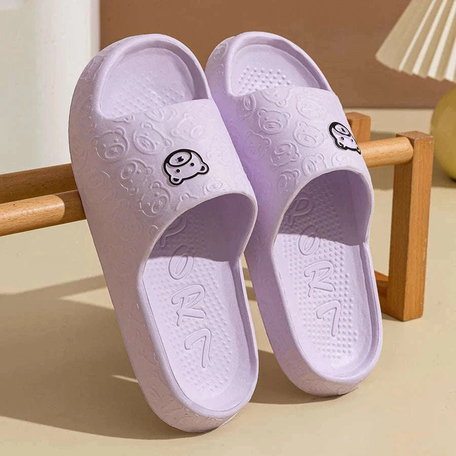 Bear Print Non-Slip Indoor Slides for Cozy Everyday Comfort-WHITE / 42-43