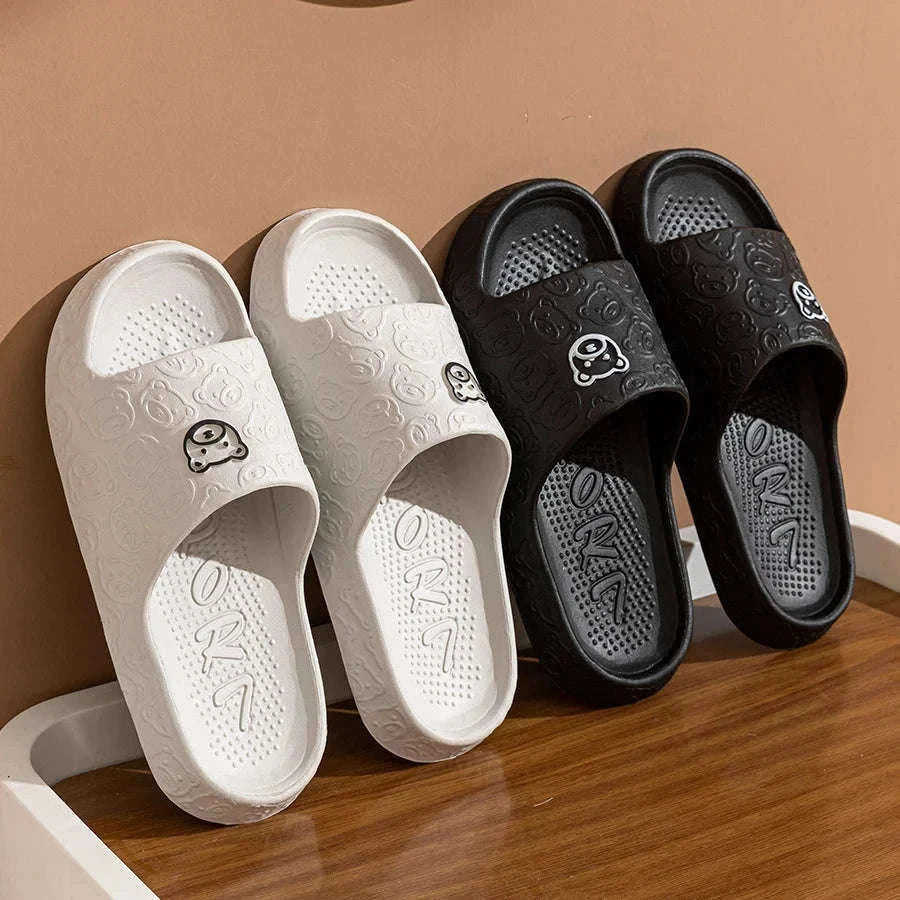 Bear Print Non-Slip Indoor Slides for Cozy Everyday Comfort-WHITE / 42-43