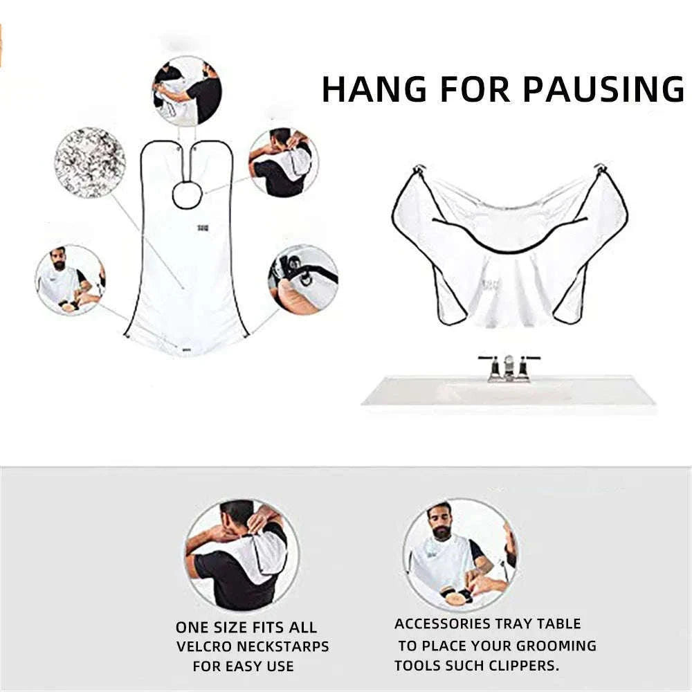 Beard Catcher Shaving Apron for a Cleaner Grooming Routine-G563B white