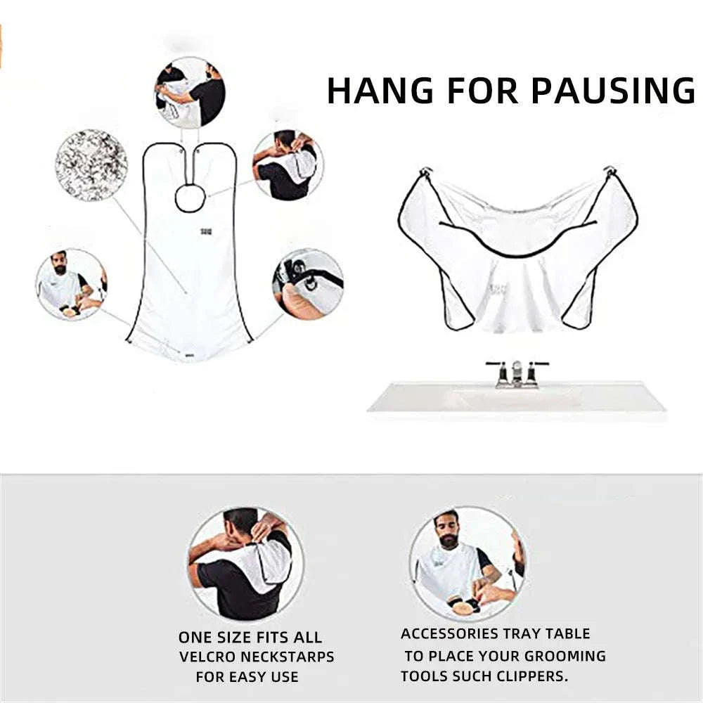 Beard Catcher Shaving Apron for Mess‑Free Grooming-G563B white