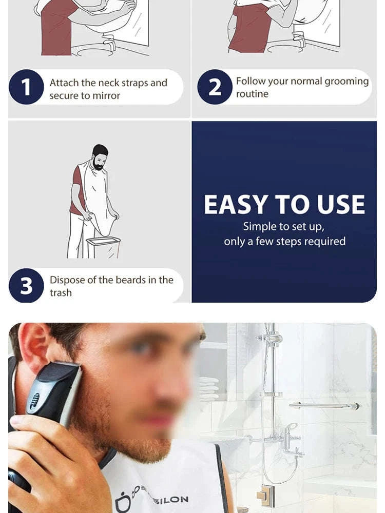 Beard Catcher Shaving Apron for Mess‑Free Grooming-G563B white