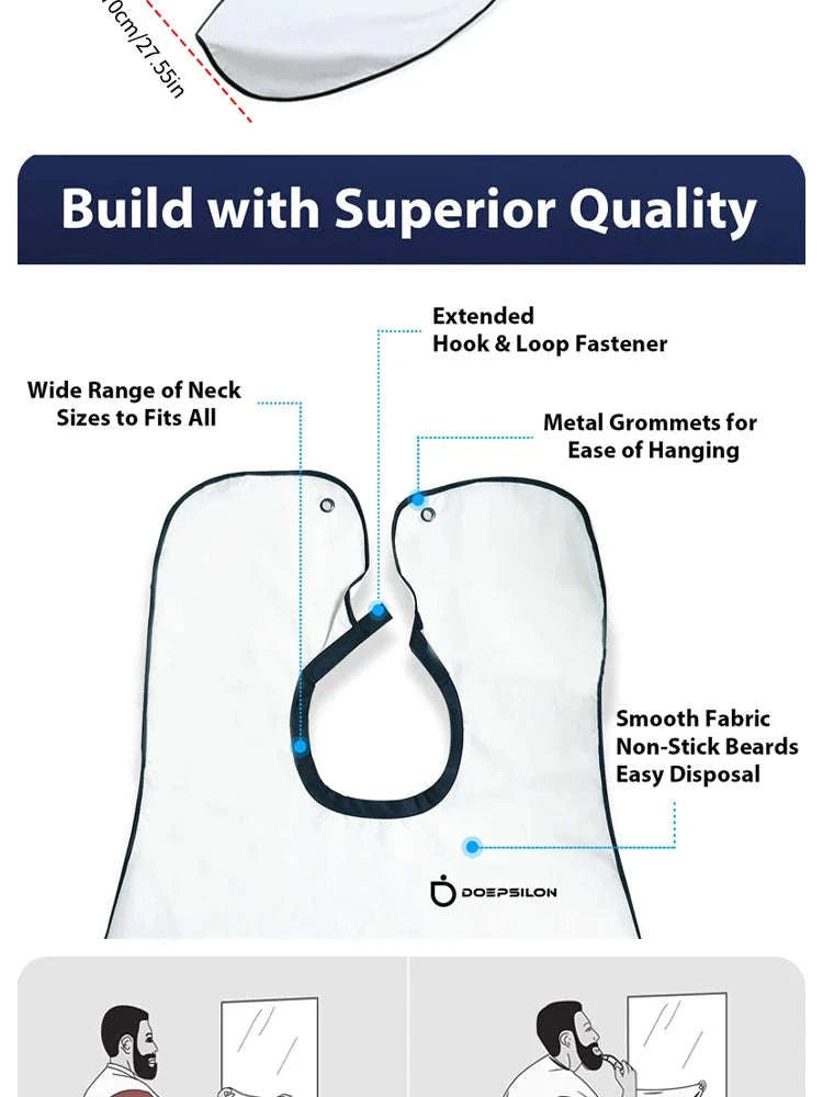 Beard Catcher Shaving Apron for Mess‑Free Grooming-G563B white