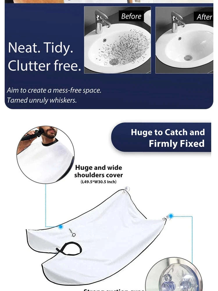 Beard Catcher Shaving Apron for Mess‑Free Grooming-G563B white