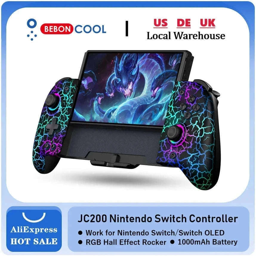 BEBONCOOL JC200 Switch Controller For Nintendo Switch/Switch OLED Joystick Gamepad Built-in 6-Axis Gyro Design Handheld Grip-JC201 / United Kingdom