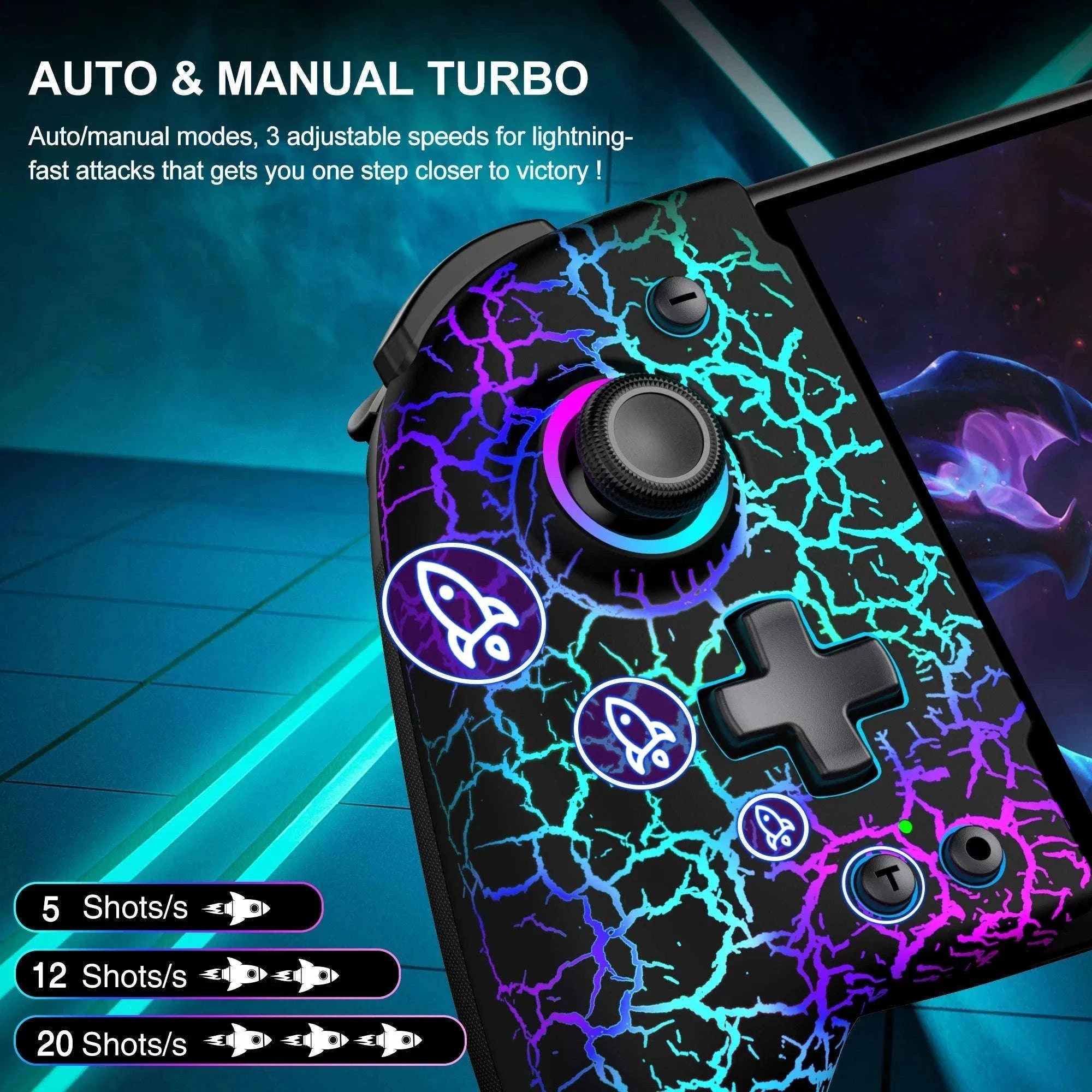 BEBONCOOL JC200 Switch Controller For Nintendo Switch/Switch OLED Joystick Gamepad Built-in 6-Axis Gyro Design Handheld Grip-JC201 / United Kingdom