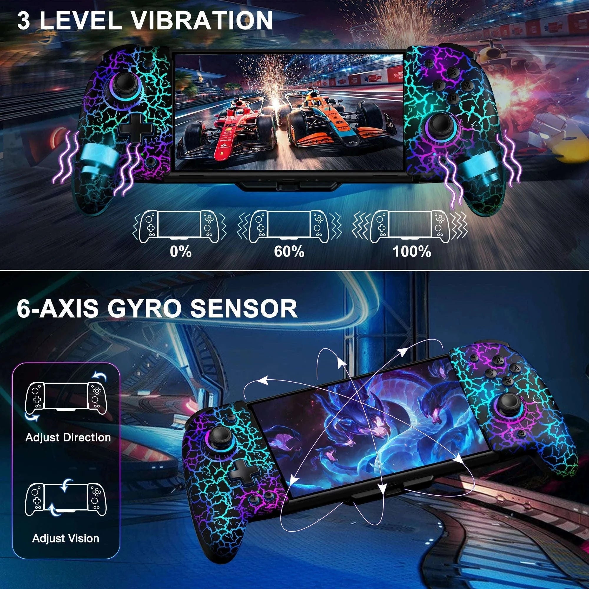 BEBONCOOL JC200 Switch Controller For Nintendo Switch/Switch OLED Joystick Gamepad Built-in 6-Axis Gyro Design Handheld Grip-JC201 / United Kingdom