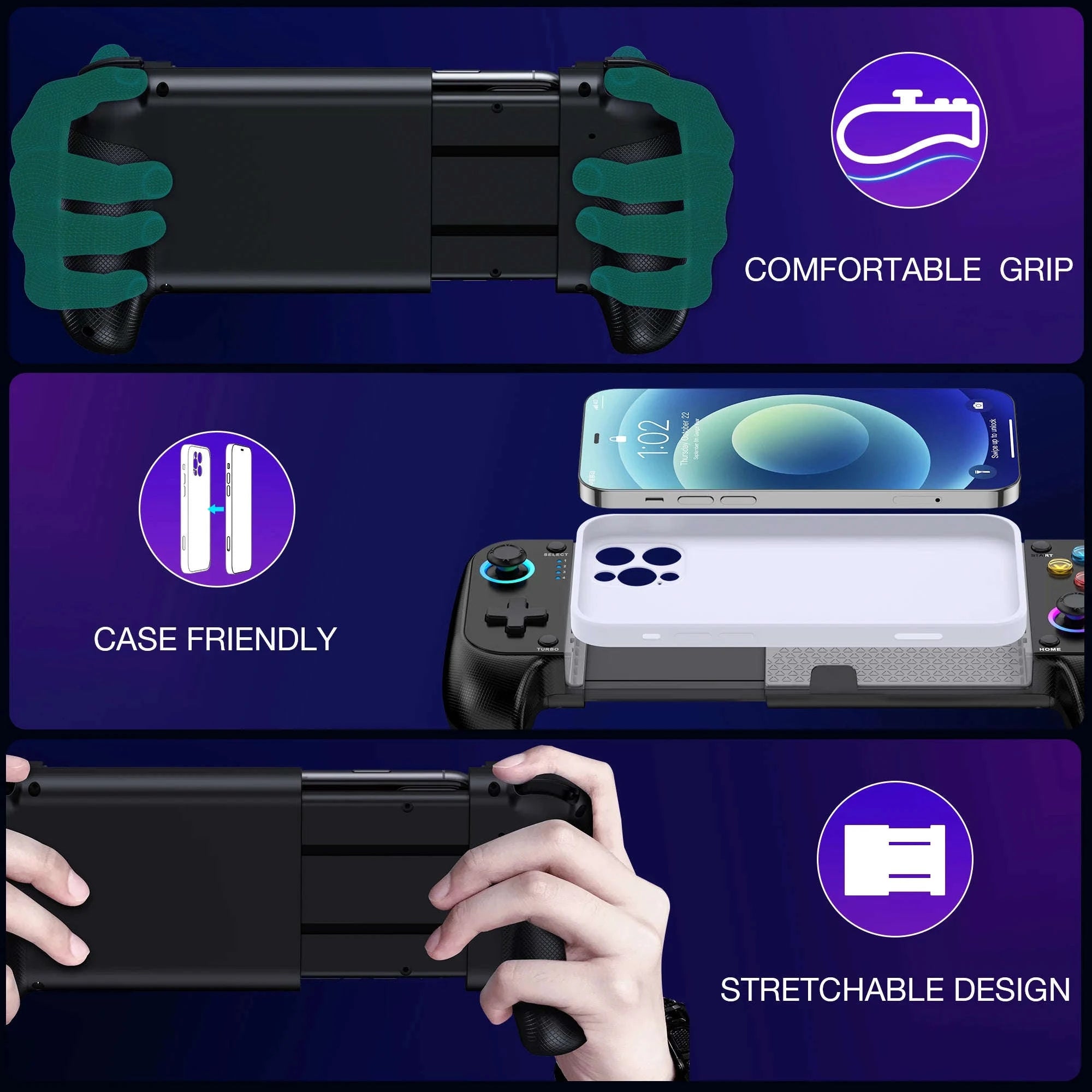 BEBONCOOL MC100 Bluetooth Mobile Game Controller for iOS Android-BEBONCOOL MC101 / United States