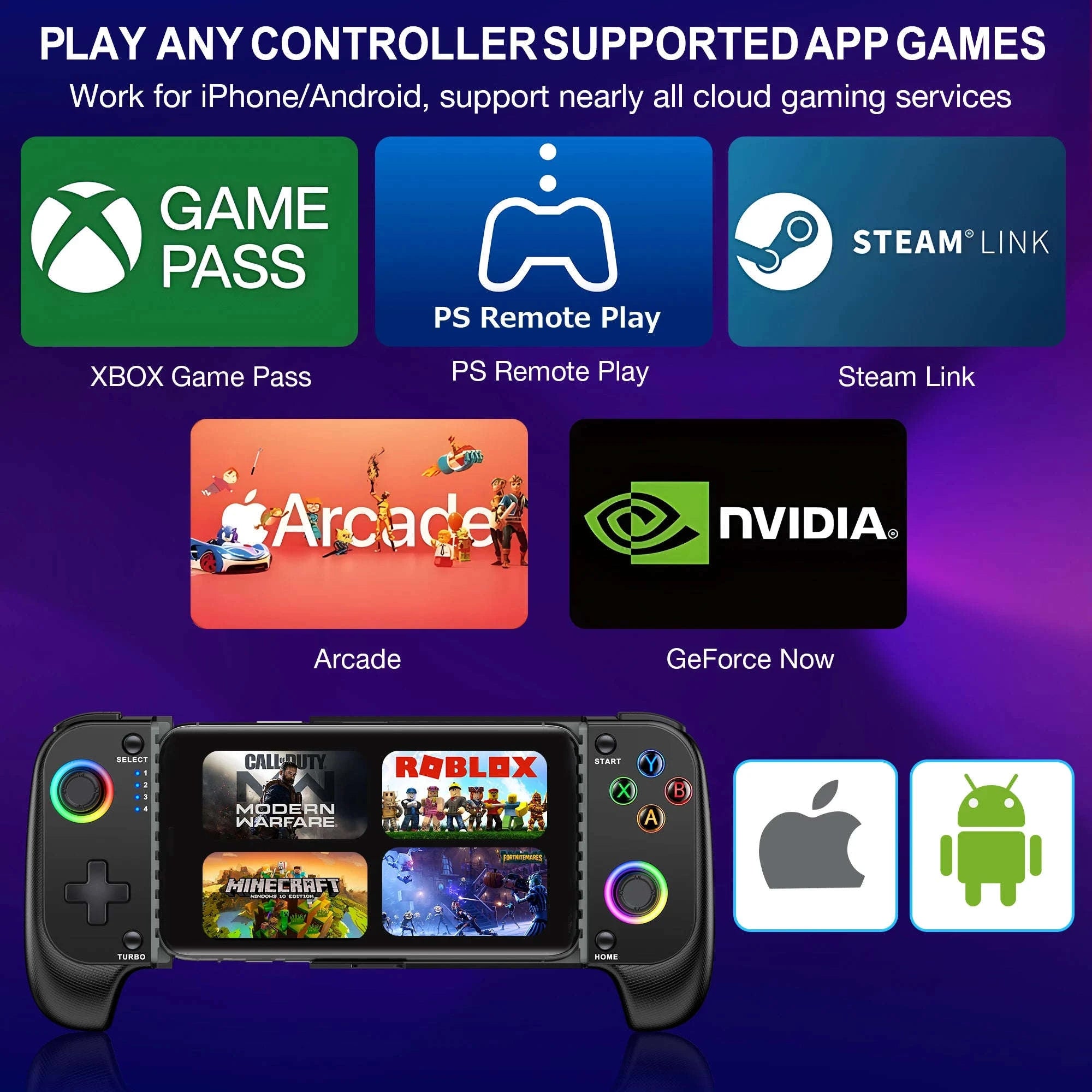BEBONCOOL MC100 Bluetooth Mobile Game Controller for iOS Android-BEBONCOOL MC101 / United States
