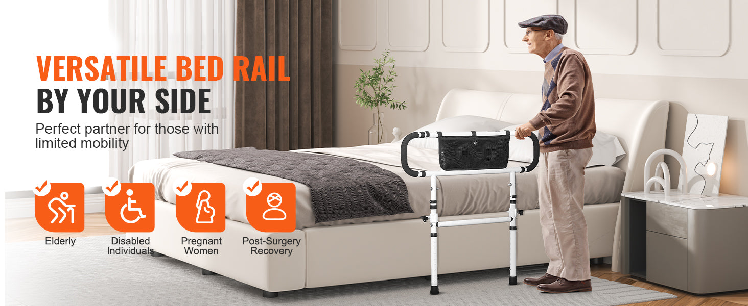 Foldable Bed Assist Rail with Adjustable Handle