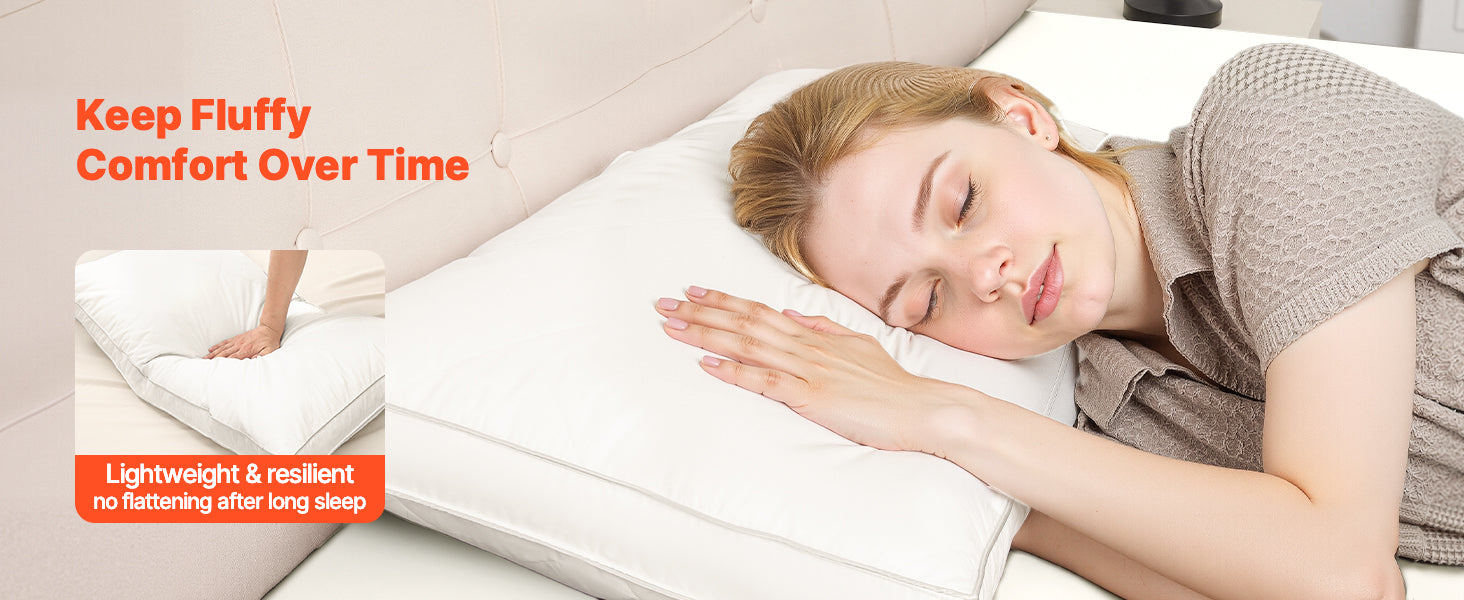 Sæt med 2 gåseduns hovedpuder – blød nakkestøtte til dyb søvn