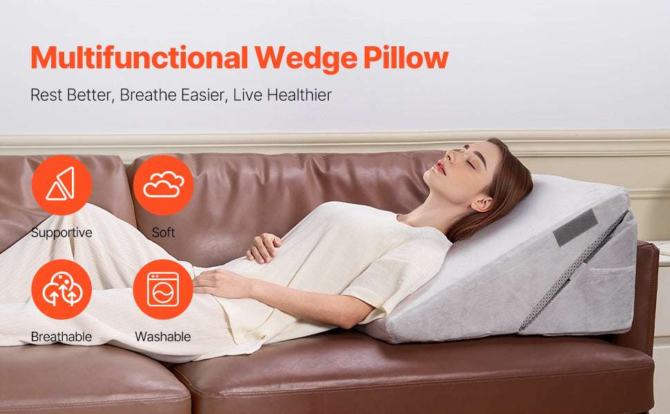 Bed Wedge Pillow for Acid Reflux, Snoring & Post-Surgery Support-2 Pcs / United States