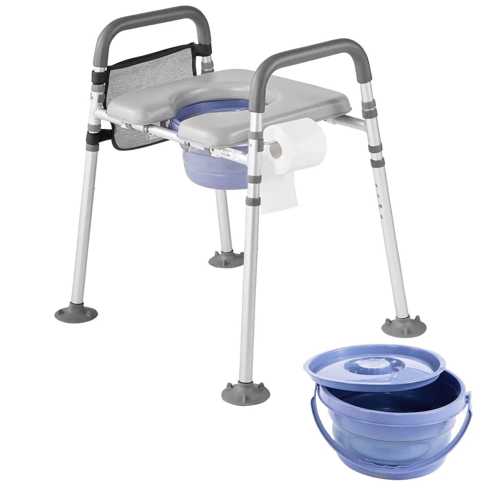 Bedside Commode Chair 500 lbs 4-in-1 with Padded Seat and Detachable 5L Bucket-500 lbs / United States